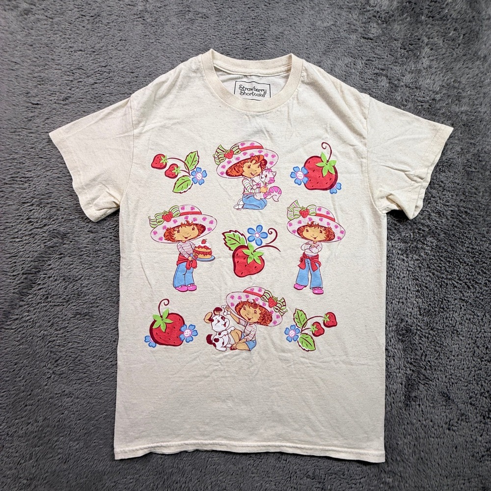 Isaac Morris Strawberry Shortcake Shirt Womens M Cream Retro Tee Cotton